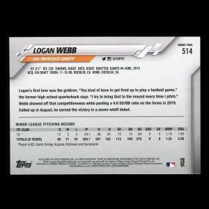 Logan Webb RC 2020 Topps Rookie Giants