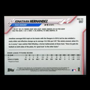 Jonathan Hernandez RC 2020 Topps Rookie Inaugural Season Rangers