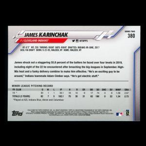 James Karinchak RC 2020 Topps Rookie Indians