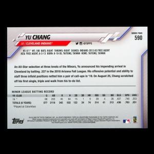 Yu Chang RC 2020 Topps Rookie Indians