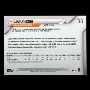 Logan Webb RC 2020 Topps Rookie Giants