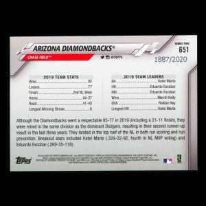 Arizona Diamondbacks 2020 Topps Team Card 1887/2020