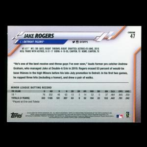 Jake Rogers RC 2020 Topps Chrome Rookie Tigers