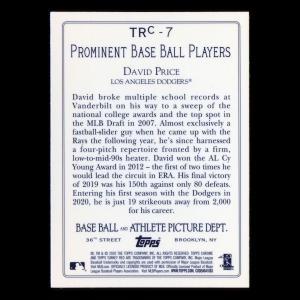 David Price 2020 Topps Chrome Turkey Red Chrome Dodgers