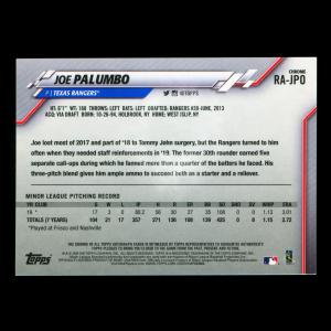 Joe Palumbo RC 2020 Topps Chrome Rookie Auto Rangers