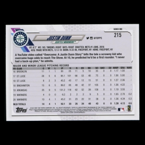 Justin Dunn 2021 Topps Future Stars Mariners