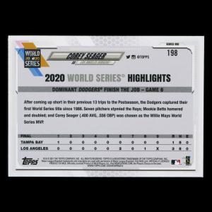 Corey Seager 2021 Topps 2020 World Series Dodgers