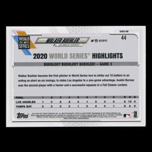 Walker Buehler 2021 Topps 2020 World Series Dodgers