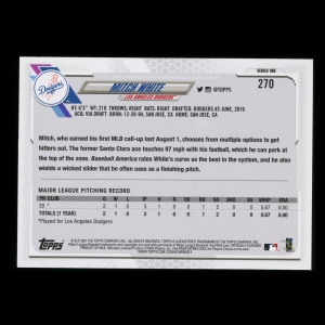 Mitch White RC 2021 Topps Rookie Dodgers
