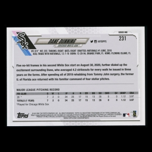 Dane Dunning RC 2021 Topps Rookie White Sox
