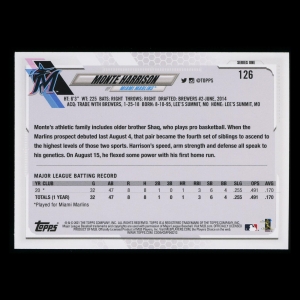 Monte Harrison RC 2021 Topps Rookie Marlins
