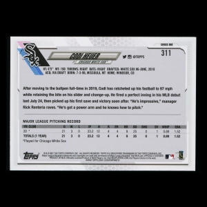 Codi Heuer RC 2021 Topps Rookie White Sox