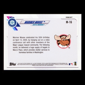Mariner Moose 2021 Topps Opening Day Mascot Mariners
