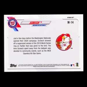 Screech 2021 Topps Opening Day Mascot Nationals