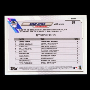 Shane Bieber 2021 Topps League Leaders Indians
