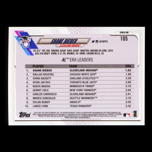 Shane Bieber 2021 Topps League Leaders Indians