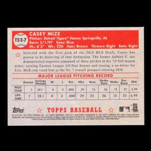 Casey Mize RC 2021 Topps '52 Retro Rookie Tigers