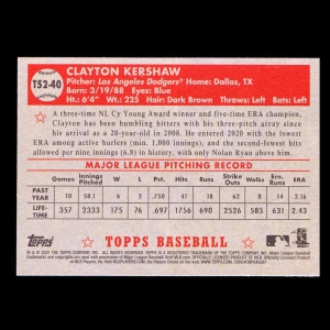 Clayton Kershaw 2021 Topps '52 Retro Dodgers