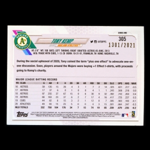 Tony Kemp 2021 Topps Gold Athletics 1304/2021