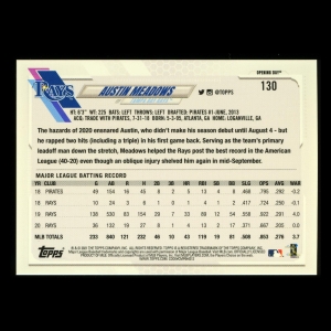 Austin Meadows 2021 Topps Opening Day April 1, 2021 Blue Foil Rays