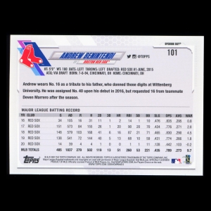 Andrew Benintendi 2021 Topps Opening Day April 1, 2021 Blue Foil Red Sox