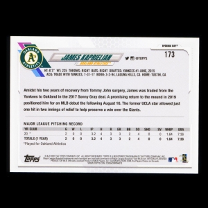 James Kaprielian RC 2021 Topps Opening Day Rookie Athletics