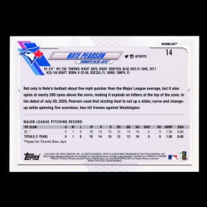 Nate Pearson RC 2021 Topps Opening Day Rookie Blue Jays