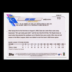 Kris Bubic RC 2021 Topps Opening Day Rookie Royals