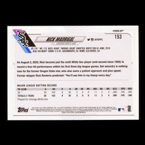 Nick Madrigal RC 2021 Topps Opening Day Rookie White Sox