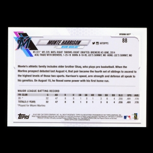 Monte Harrison RC 2021 Topps Opening Day Rookie Marlins