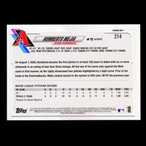 Humberto Mejia RC 2021 Topps Opening Day Rookie Diamondbacks