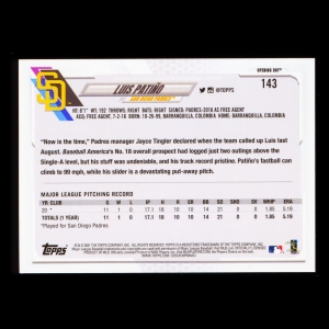 Luis Patino RC 2021 Topps Opening Day Rookie Padres