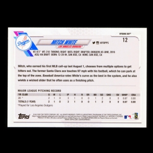 Mitch White RC 2021 Topps Opening Day Rookie Dodgers