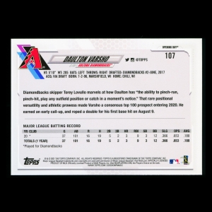 Daulton Varsho RC 2021 Topps Opening Day Rookie Diamondbacks