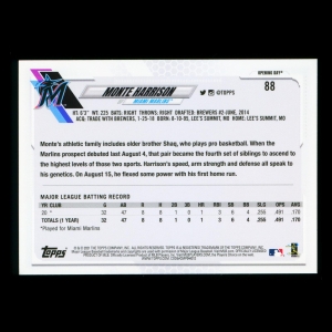 Monte Harrison RC 2021 Topps Opening Day Rookie Marlins
