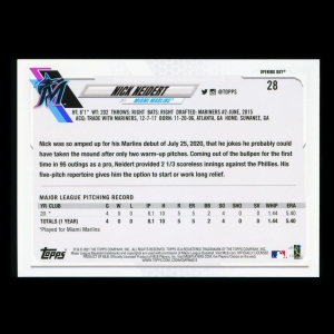 Nick Neidert RC 2021 Topps Opening Day Rookie Marlins