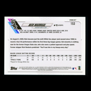 Nick Madrigal RC 2021 Topps Opening Day Rookie White Sox