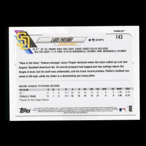 Luis Patino RC 2021 Topps Opening Day Rookie Padres
