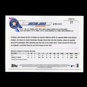 Cristian Javier RC 2021 Topps Opening Day Rookie Astros 1