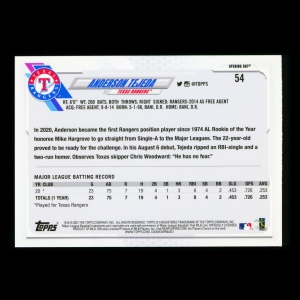Anderson Tejeda RC 2021 Topps Opening Day Rookie Rangers