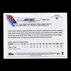 Casey Mize RC 2021 Topps Opening Day Rookie Tigers