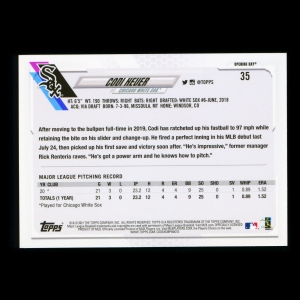 Codi Heuer RC 2021 Topps Opening Day Rookie White Sox