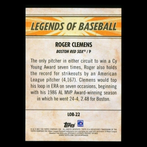 Roger Clemens 2021 Topps Opening Day Legends of Baseball Red Sox