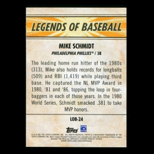 Mike Schmidt 2021 Topps Opening Day Legends of Baseball Phillies