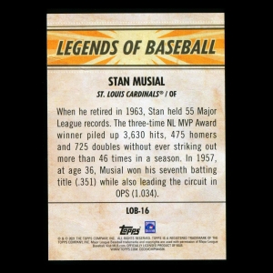 Stan Musial 2021 Topps Opening Day Legends of Baseball Cardinals