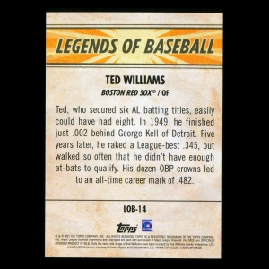 Ted Williams 2021 Topps Opening Day Legends of Baseball Red Sox