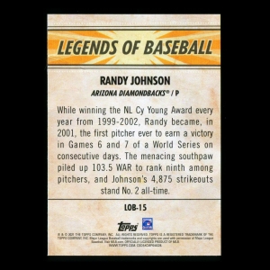 Randy Johnson 2021 Topps Opening Day Legends of Baseball Diamondbacks