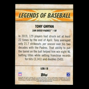 Tony Gwynn 2021 Topps Opening Day Legends of Baseball Padres