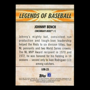 Johnny Bench 2021 Topps Opening Day Legends of Baseball Reds