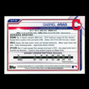 Gabriel Arias 2021 Bowman Chrome 1st Bowman Prospect Indians
